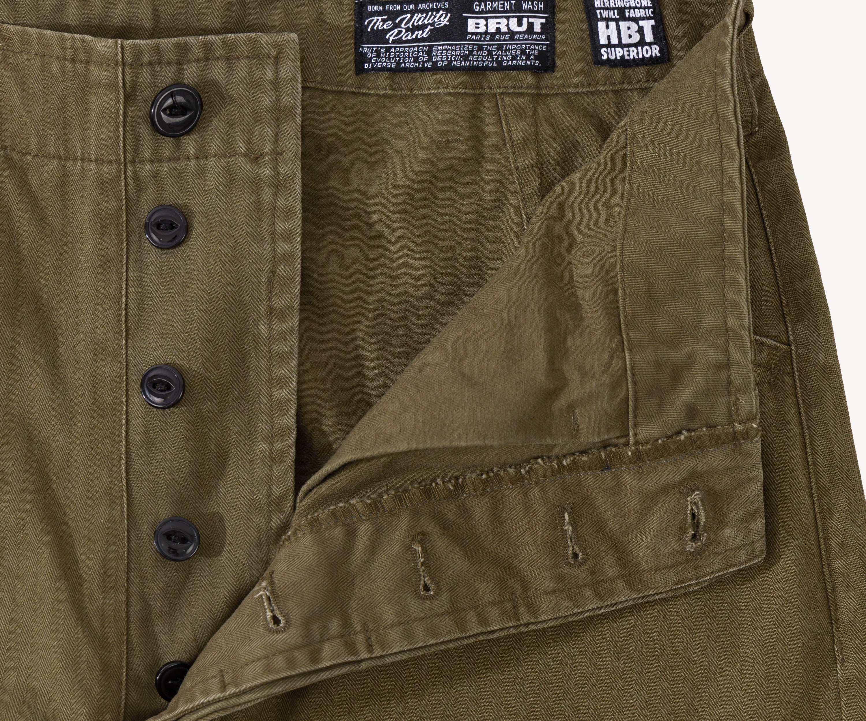 THE UTILITY PANTS Taille US 26 / FR 36 / HBT VERT OLIVE - BRUT Clothing