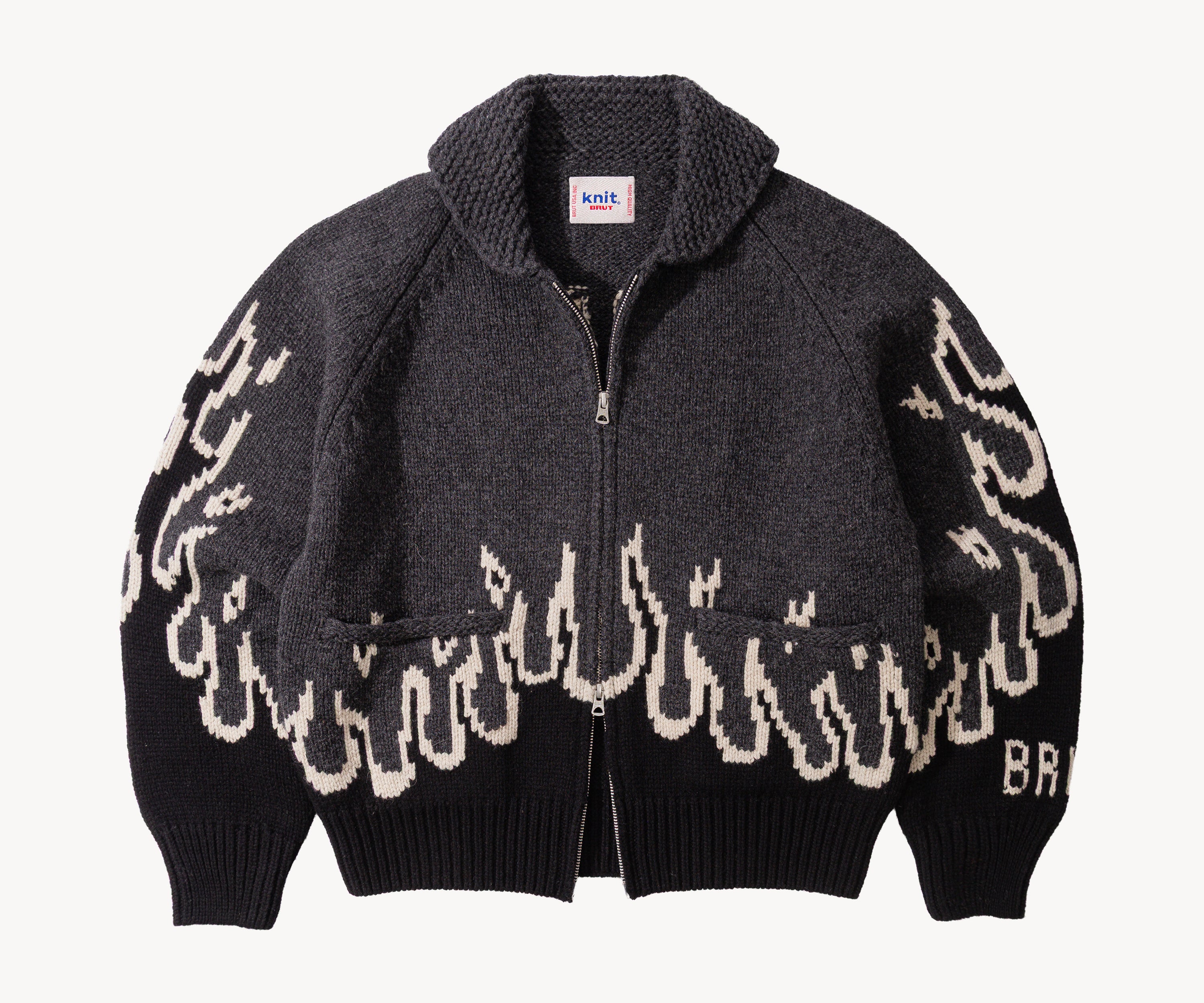 THE WARMEST ZIPPED SWEATER - Tricot - SMALL / GRIS FUMÉ / NOIR - BRUT Clothing