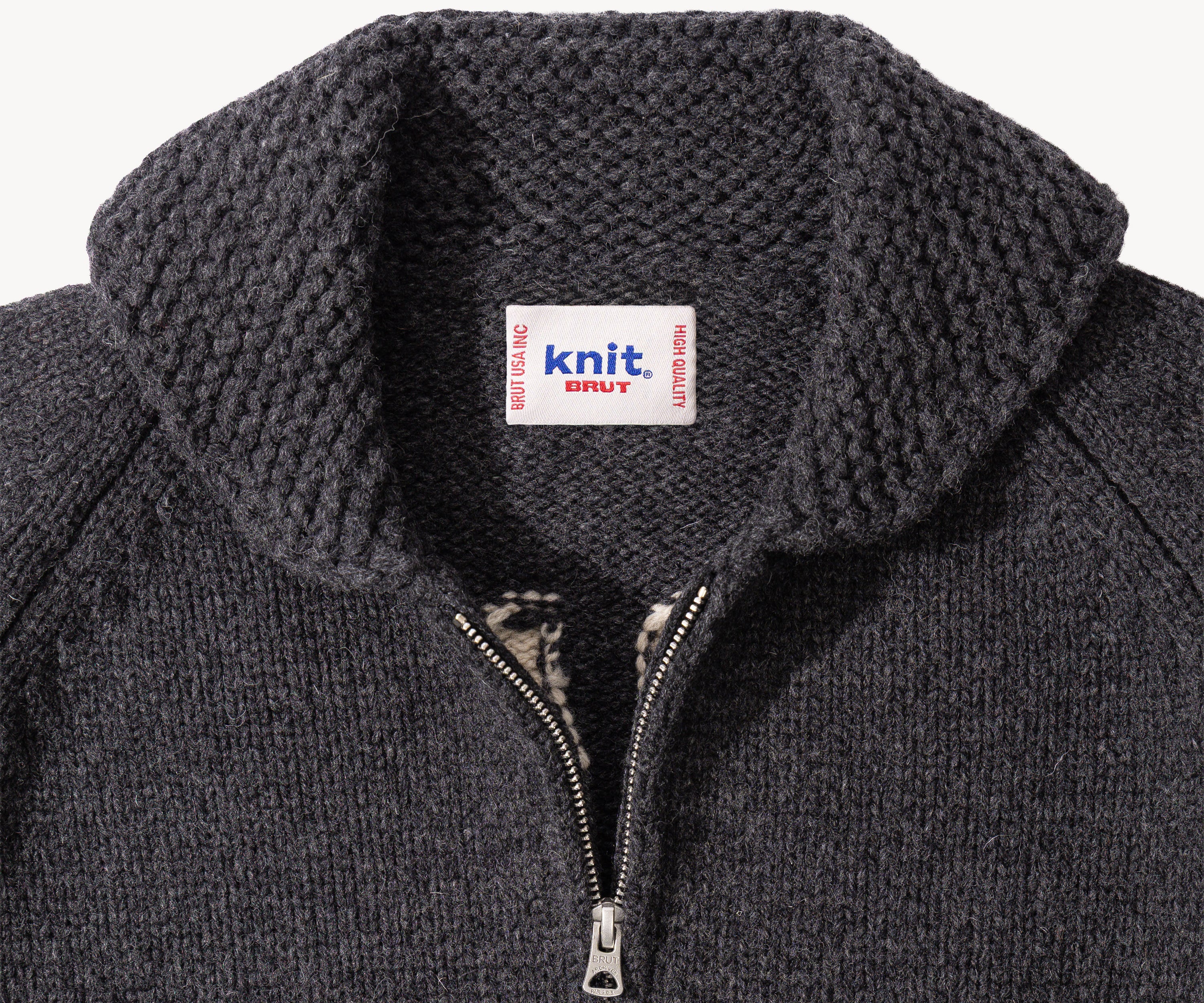 THE WARMEST ZIPPED SWEATER - Tricot - SMALL / GRIS FUMÉ / NOIR - BRUT Clothing
