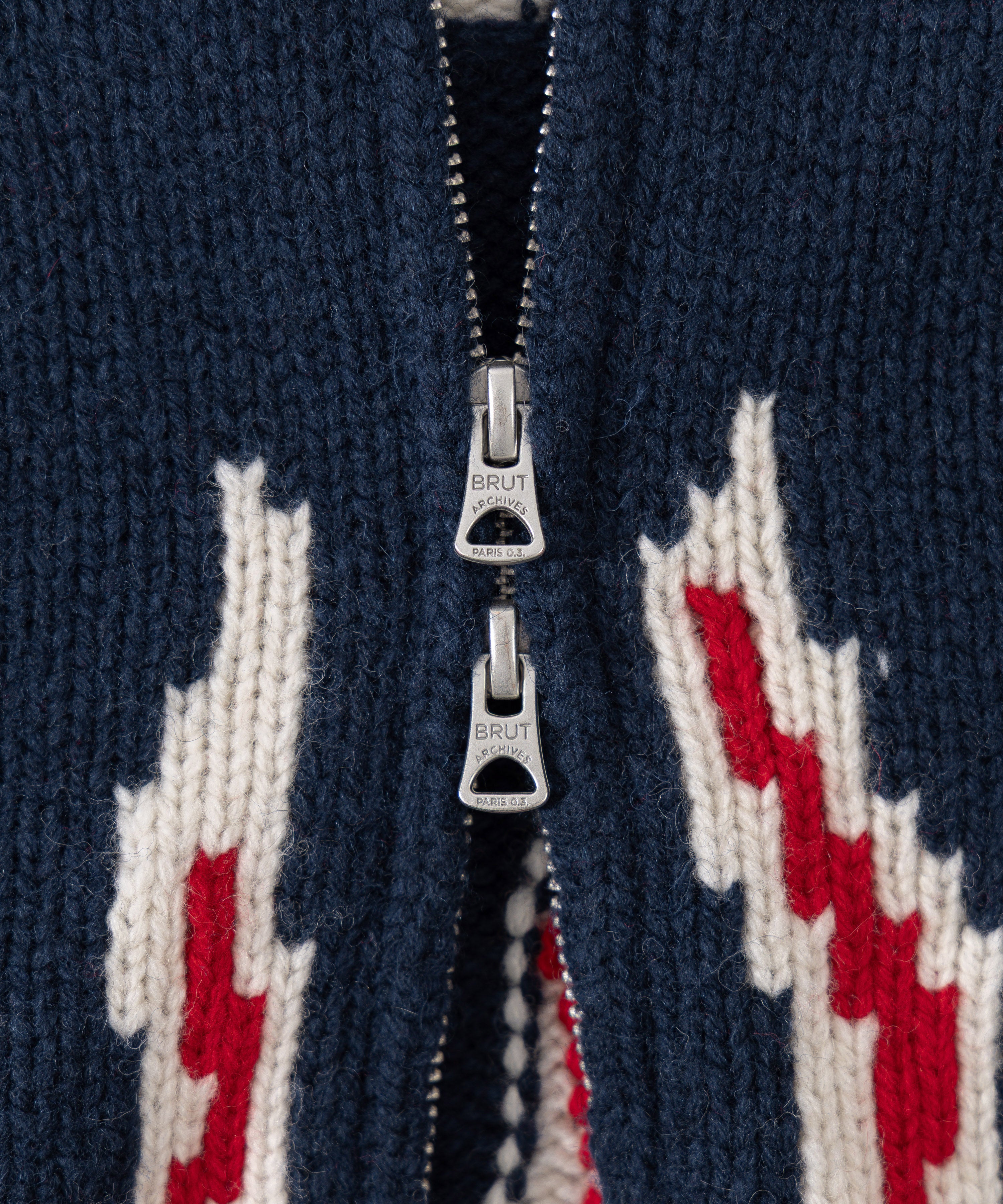 Warmest Zipped Sweater Blue Red Canadian Wool | BRUT – BRUT Clothing