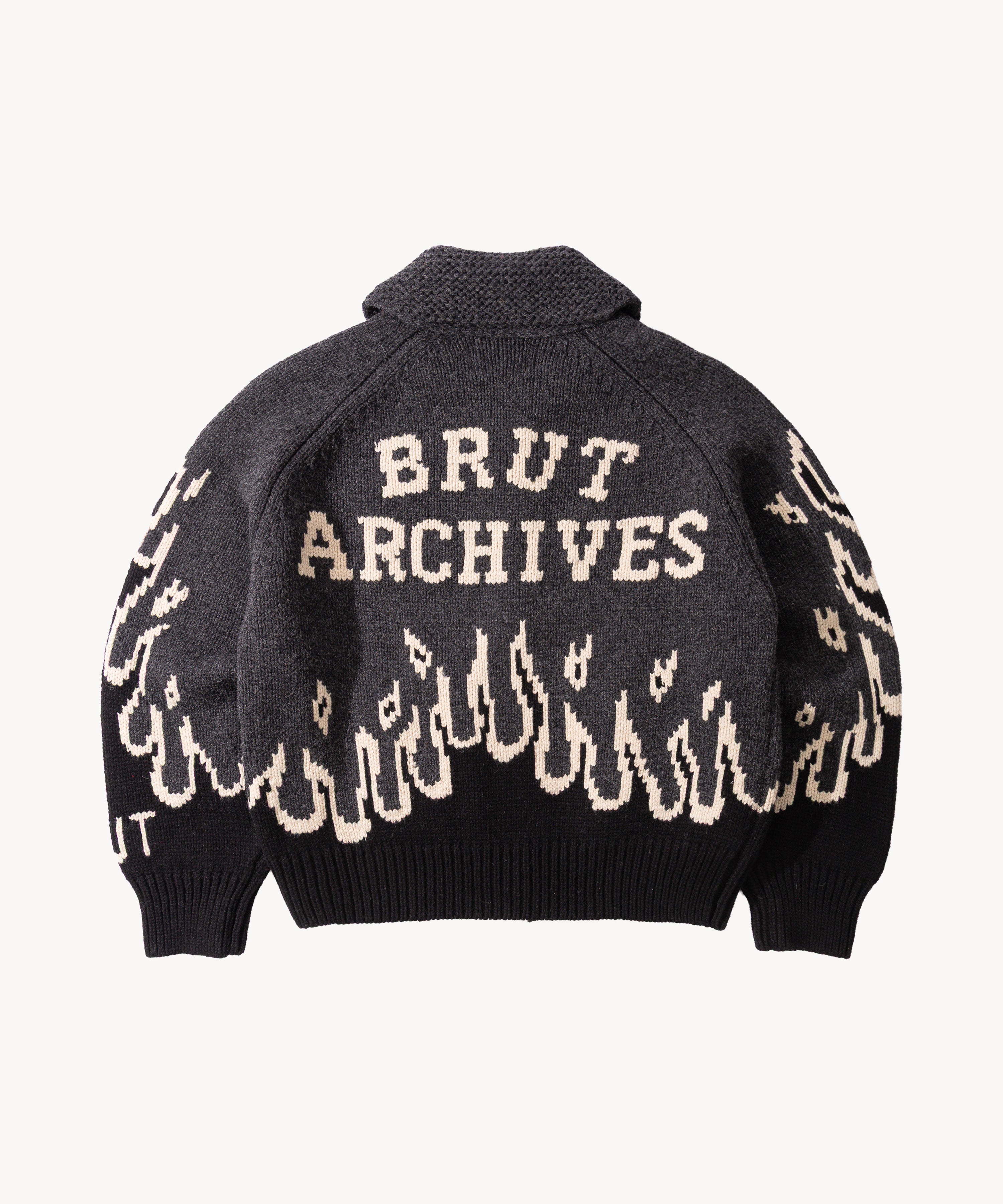 Rare 00s Archive Wool × Silk Switch Top Warmest Zipped Sweater Charcoal Black Heavy Knit | BRUT – BRUT