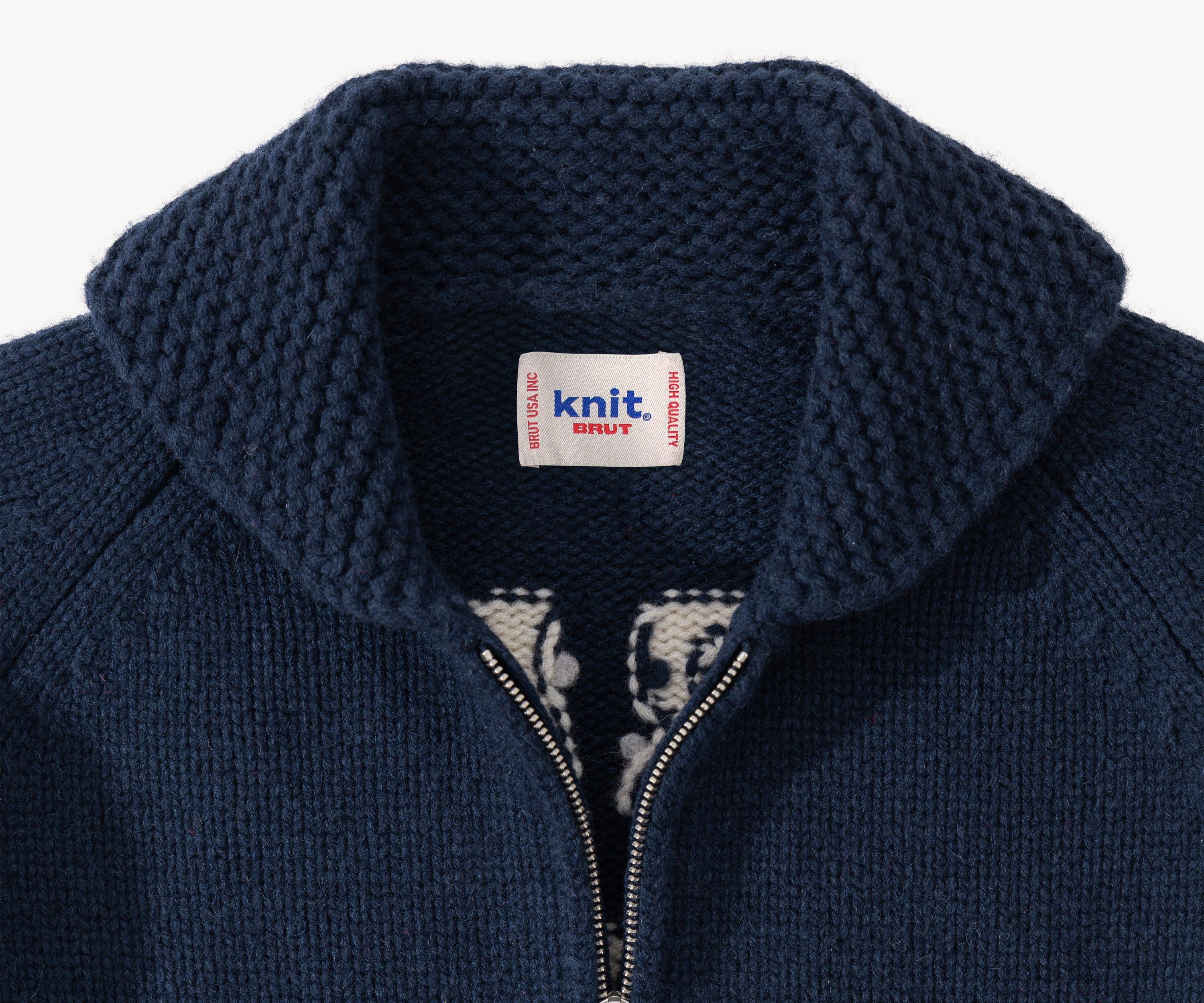 THE WARMEST ZIPPED SWEATER Tricots TAILLE S / BLEU / ROUGE - BRUT Clothing