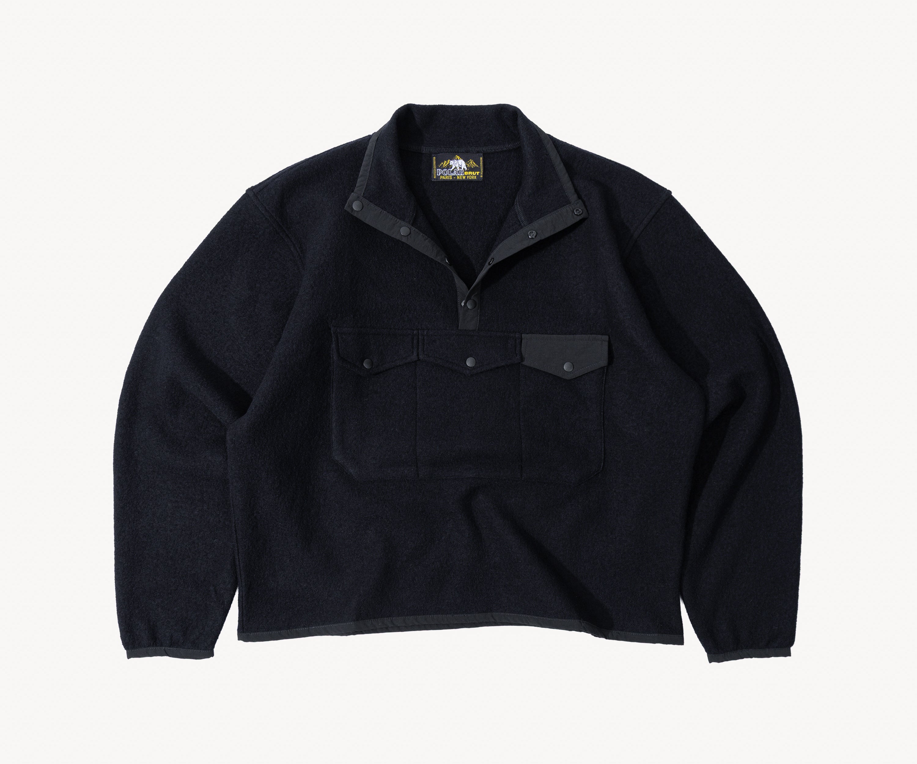 THE WOOL BUTTON-UP FLEECE X-SMALL / BLEU MARINE - BRUT Clothing