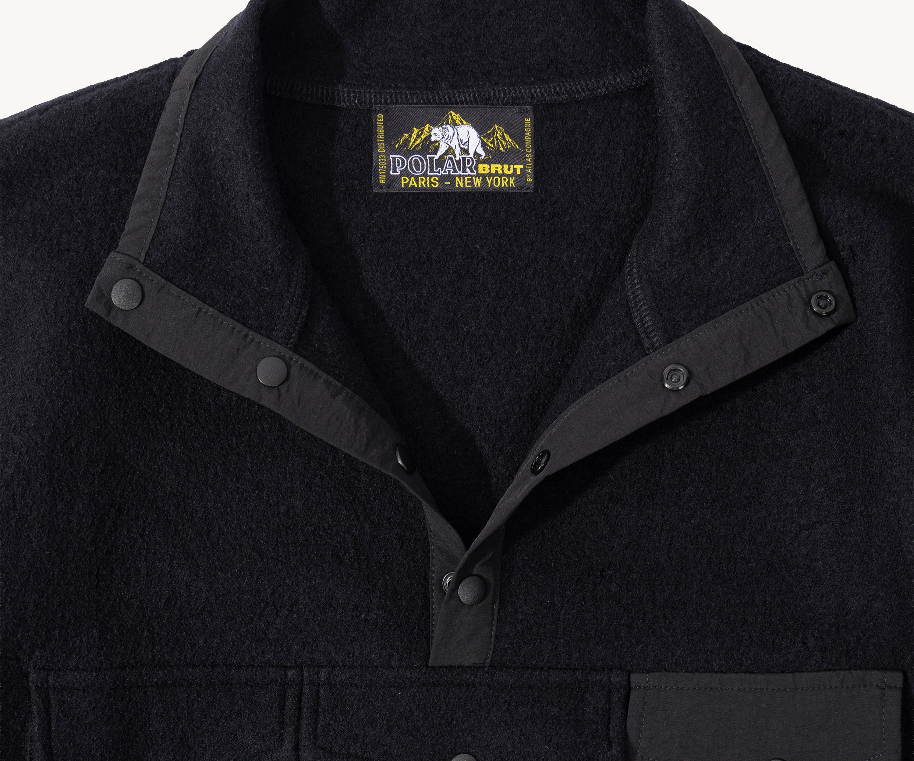THE WOOL BUTTON-UP FLEECE X-SMALL / BLEU MARINE - BRUT Clothing