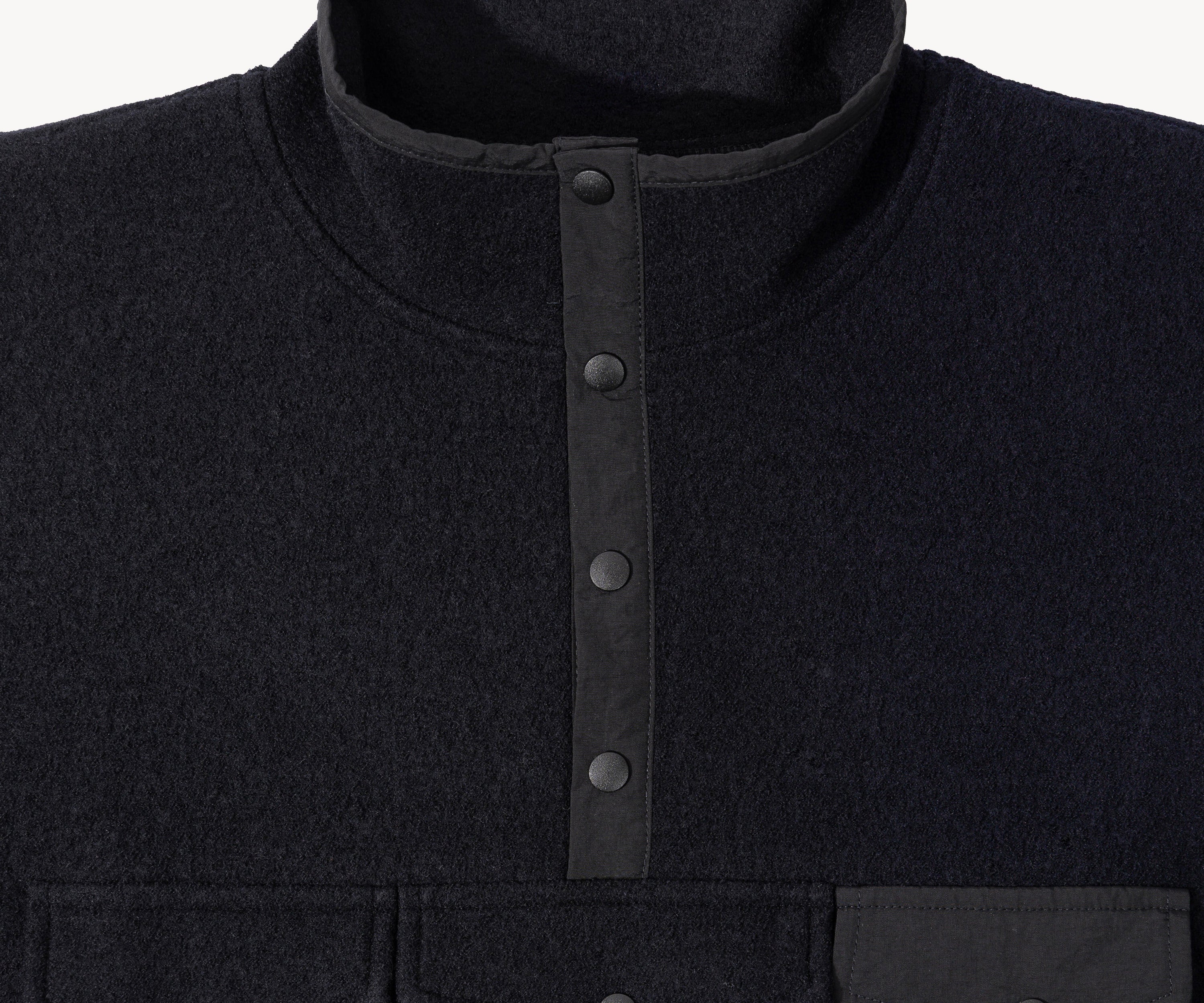 THE WOOL BUTTON-UP FLEECE X-SMALL / BLEU MARINE - BRUT Clothing
