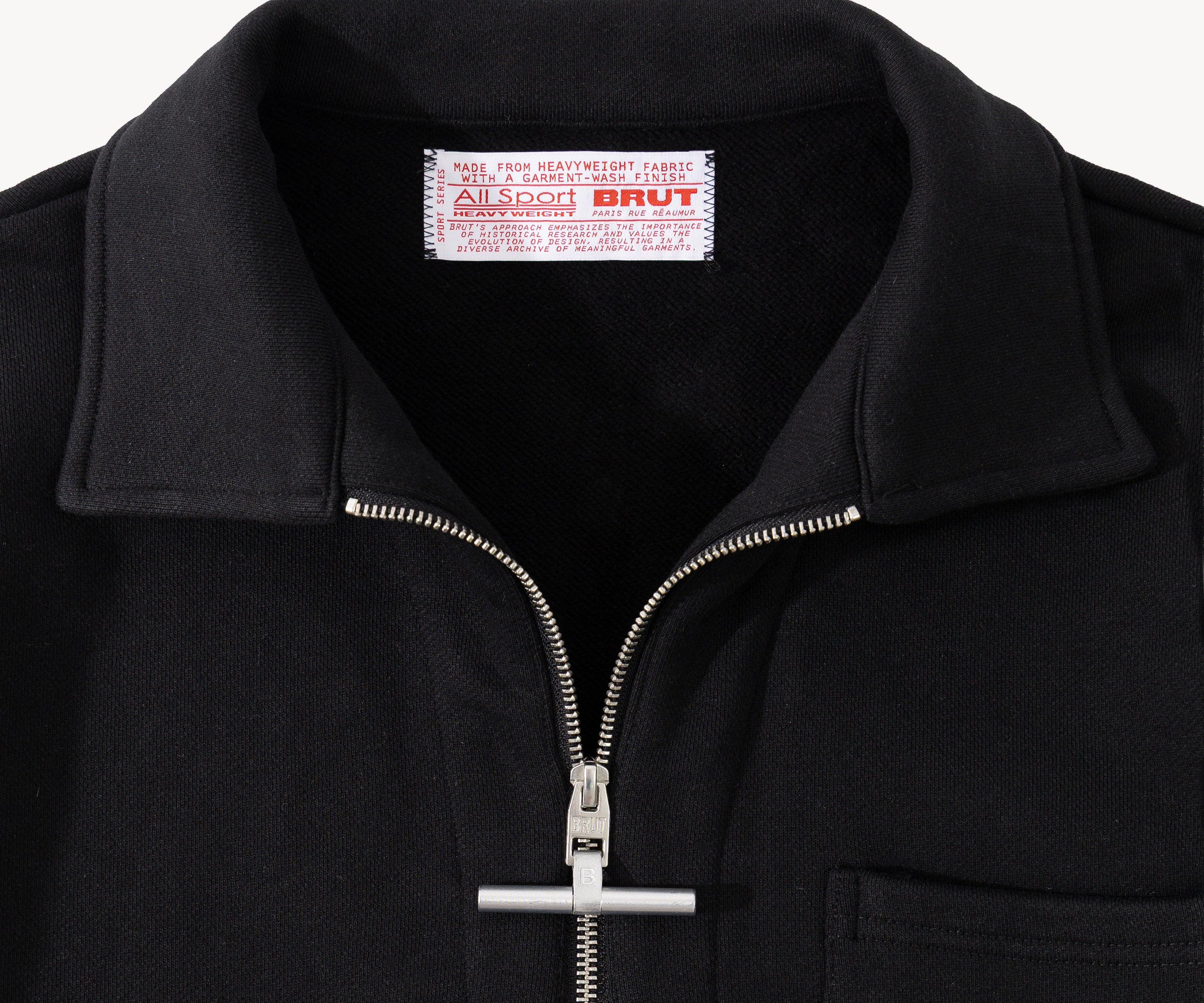 THE ZIPPED POLO Sweatshirts X-SMALL / BLACK - BRUT Clothing