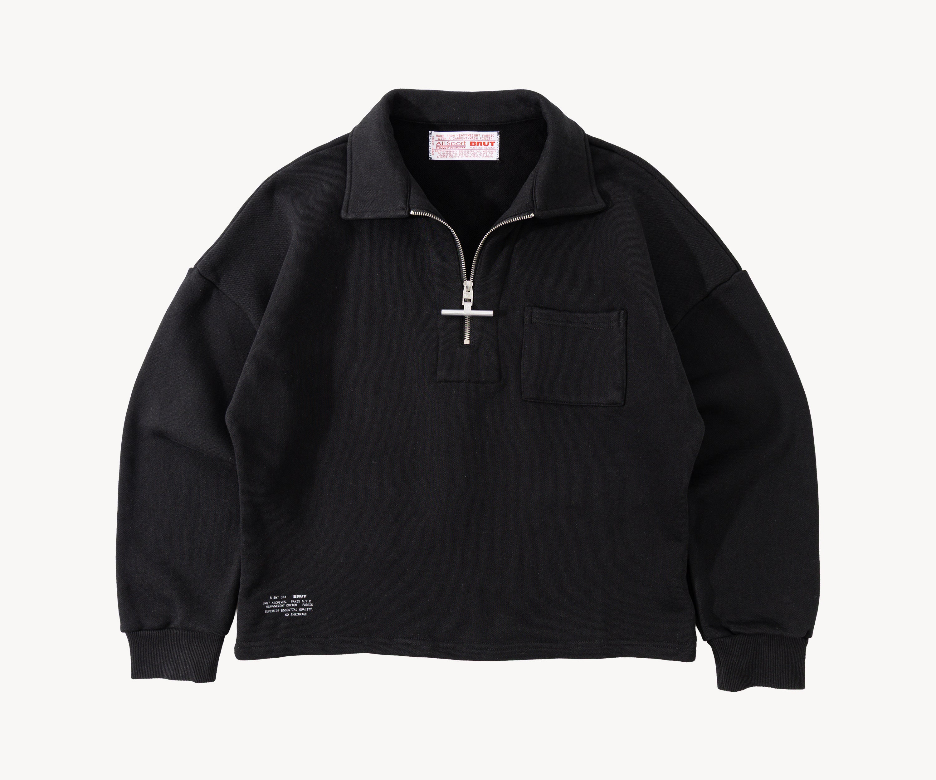 THE ZIPPED POLO Sweatshirts X-SMALL / BLACK - BRUT Clothing