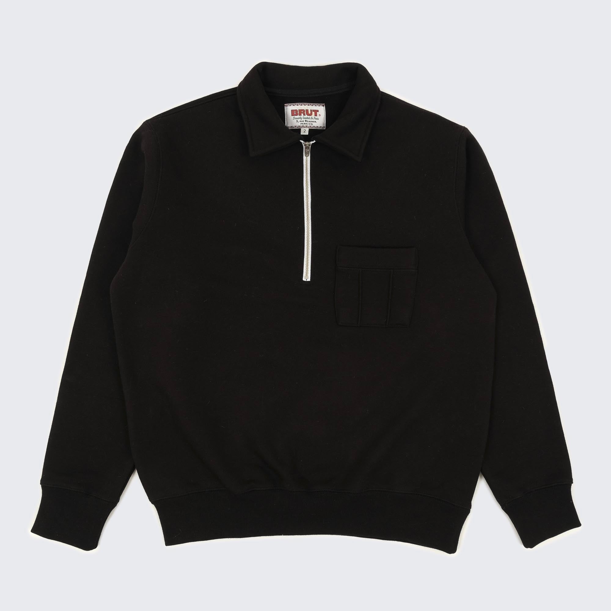 QUARTER ZIPPER - BLACK - BRUT Clothing